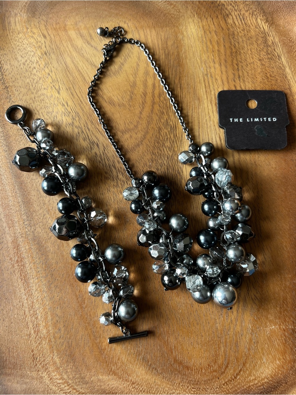 The Limited Gunmetal Chunky Cha-Cha Necklace & Bracelet Set Y2K - Picture 3 of 7